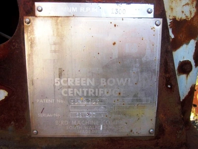 (5) Bird 36 x 72 screen bowl decanter centrifuges, 316SS.
