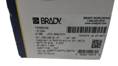 NEW BRADY MC1-1000-595-BL-WT INDOOR OUTDOOR VINYL CARTRIDGE MC11000595BLWT