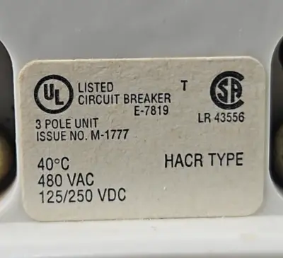 Eaton GD22k Circuit Breaker 480VAC 125/250 VDC (BIN332)