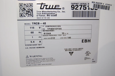 142-1114 True TRCB-48 4 Foot Equipment Griddle Stand w 2 Drawer Chef Base Cooler