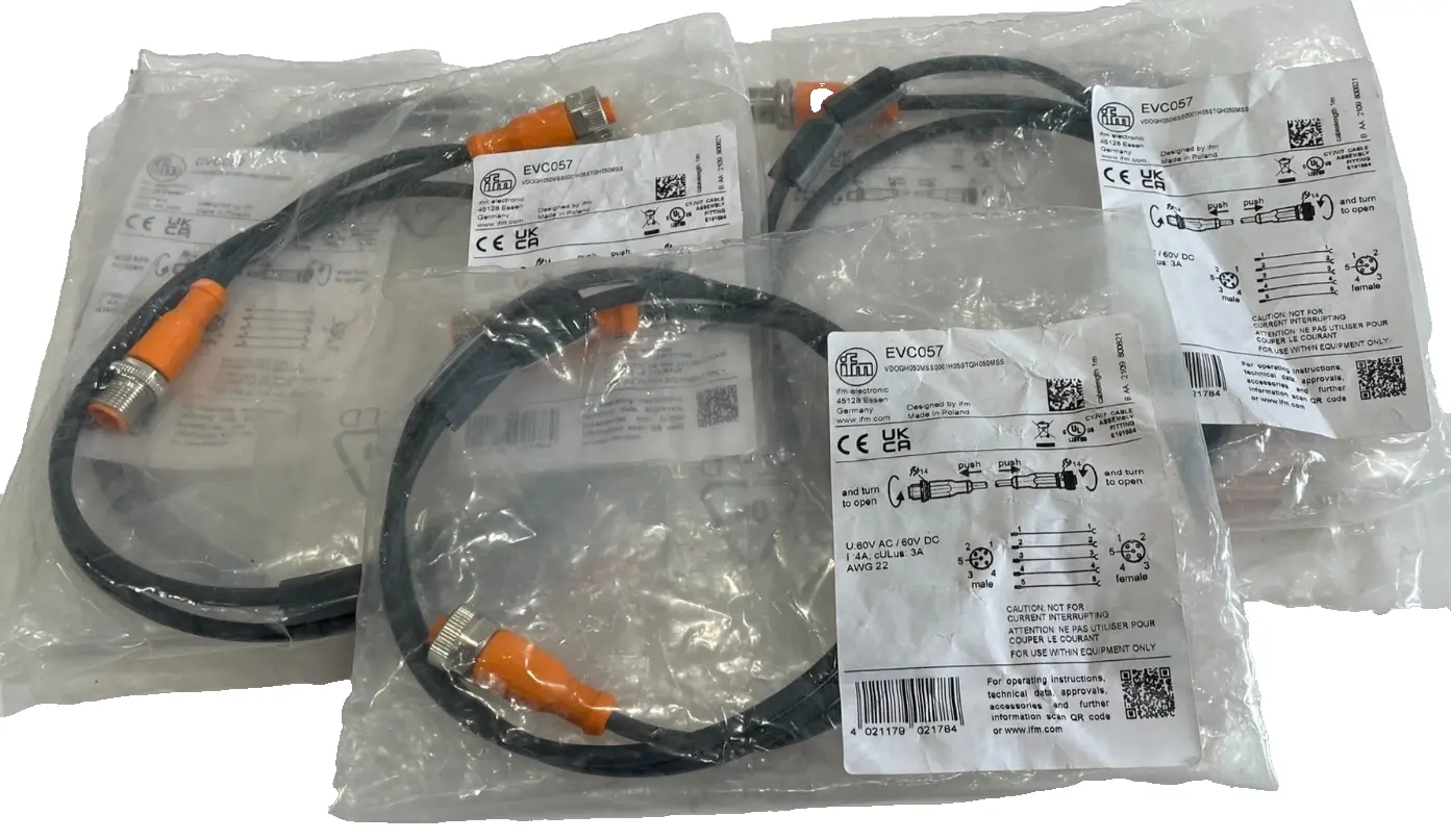 NEW IFM EFECTOR VDOGH050MSS0001H05STGH050MSS EVC057 CABLE LOT OF 5