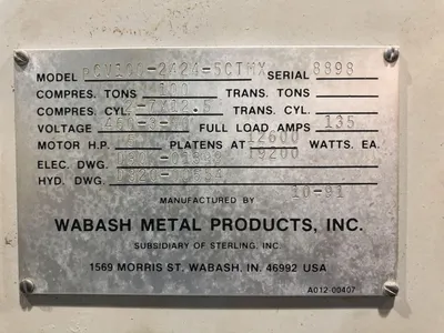 USED 1991 WABASH WABASH PCV100-2424-5CTMX PRESS