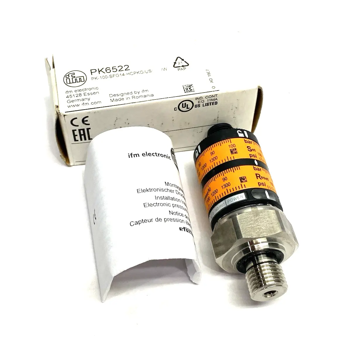 USED IFM PRESSURE SWITCH WITH INTUITIVE SWITCH POINT PK-100-SFG14-HCPKG/US