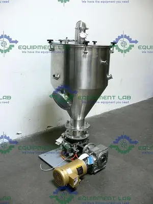 USED INDUSTRIAL POWDER HOPPER W/ SEW-EURODRIVE SAF67 AM143 GEAR REDUCER & 1HP MOTOR
