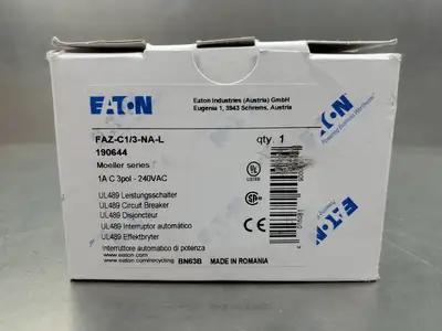Used EATON CORPORATION FAZ-C1/3-NA-L (190644) Circuit Breaker, 1A, 240VAC Circuit Breakers South Carolina US | Palmetto Automation #1502976