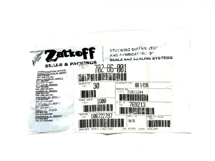 New | in-Stock Zatkoff Seals & Packaging NBR O-Ring LOT OF 30 Cure Date 1Q00 Seals & Gaskets Michigan US | Maverick Industrial Sales #1400193