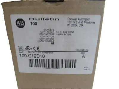 ALLEN BRADLEY 100-C12D10 CONTACTOR RELAY SER. A 100C12D10 NEW, SURPLUS
