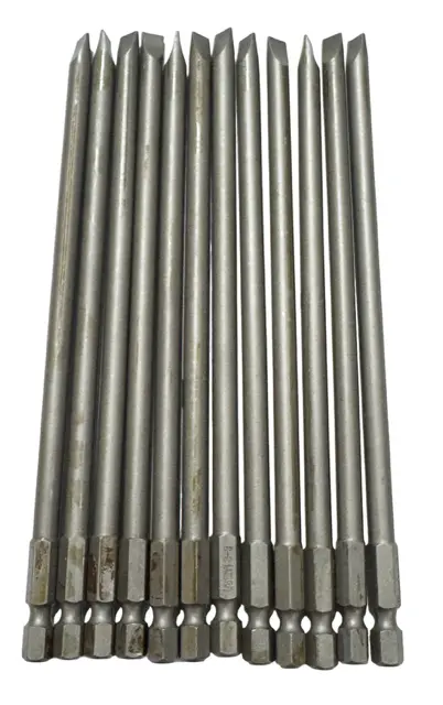 Mibro #6-8 x 6" Slotted Screwdriver Bits 1/4" Quick Change Hex Bits 10 Pack
