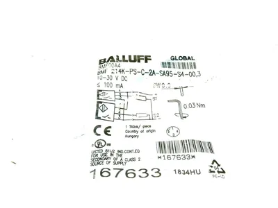 NEW BALLUFF BMF 214K-PS-C-2A-SA95-S4-00,3 MAGNETIC SENSOR BMF214KPSC2ASA95S4003