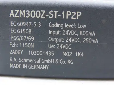 Schmersal AZM300Z-ST-1P2P Solenoid Interlock Safety Switch RFID 24VDC 103001435