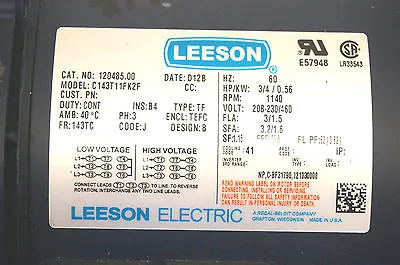NEW LEESON ELECTRIC C143T11FK2F