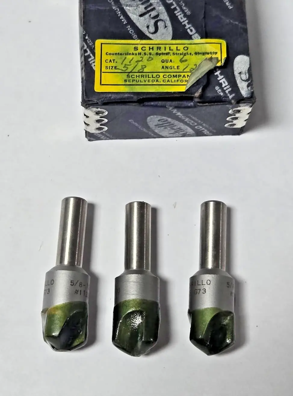 Schrillo 5/8" High Speed Steel Countersink 120 Degree #1120 USA Lot of 3