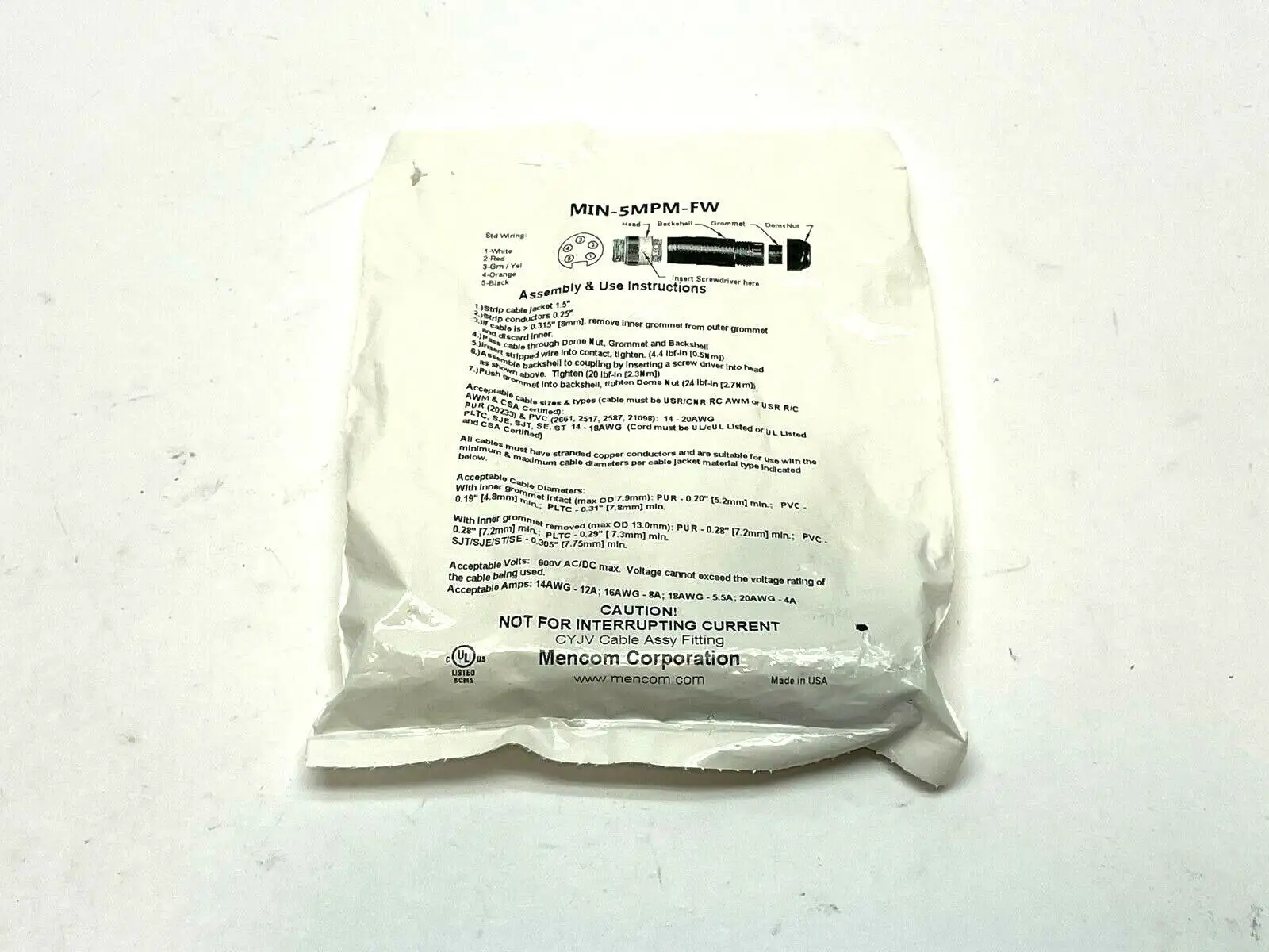 New | in-Stock Mencom MIN-5MPM-FW Electrical Fittings Michigan US | Maverick Industrial Sales #1490083