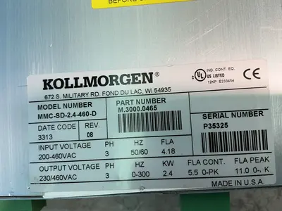 Used KOLLMORGEN MMCSD2.4460D Servo Drives Ohio US | HGR 24 #1330278