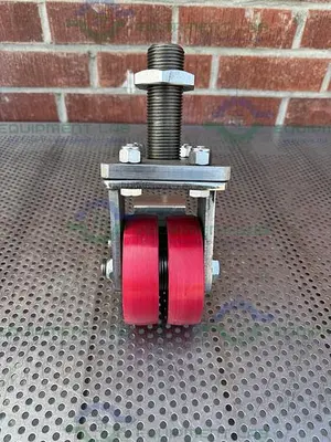 USED ALBION DUAL TECH 5" INDUSTRIAL CASTER W/ THREADED FITTING, 6" X 4.5" PLATFORM