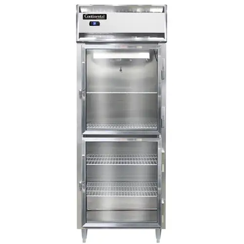 Continental D1RESNSSGDHD 28 1/2" One Section Reach In Refrigerator, (2) Right Hinge Glass Doors, Top Compressor, 115v