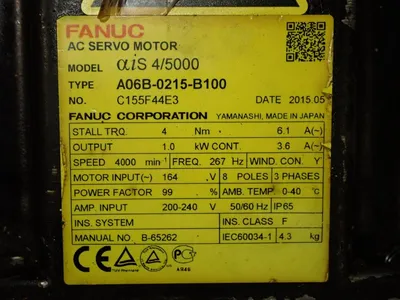 Used 2015 FANUC A06B0215B100 Servo Motors | HGR 24 #730793