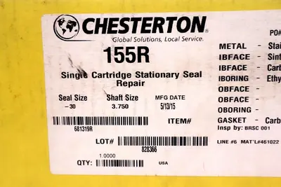CHESTERTON 155R SINGLE CARTRIDGE STATIONARY SEAL REPAIR SIZE -30 STOCK #3493