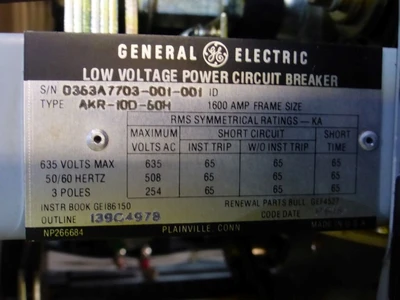 3200A GE AKD-8 Switchgear, 480V, x6 1600A, x1 3200A Bkrs
