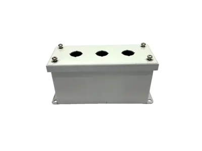 | Wiegmann PBGX3 22mm Pushbutton Enclosure, 3-Button, Steel, Painted Light Gray - Used