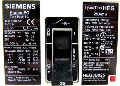 NEW SIEMENS HEG3C025L CIRCUIT BREAKER 25A 3 POLE HEG3B025