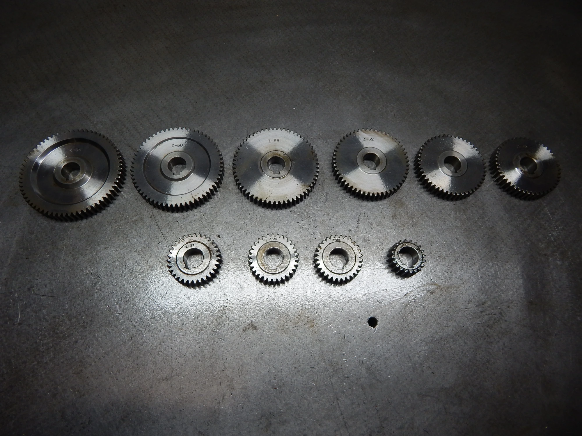 (10) Lathe Change Gears 64,60,58,52,47,45,31,30,29,20 15/16" Bore #5122