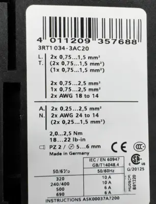 Siemens 3RT1034-3AC20 Electrical/PLC/Automation | ESS Industrial Equipment Sales (8)