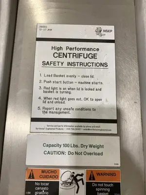North Star 755 XP perforate basket centrifuge, 304SS.