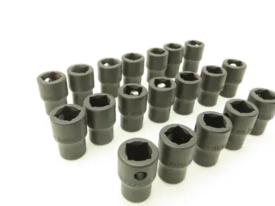 Williams 2M-609 IMP 3/8" Drive 9MM 6 Point Impact Socket Shallow Lot of 19