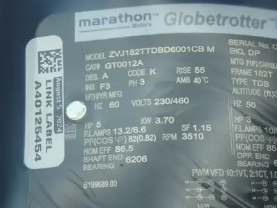 NEW LEESON / MARATHON MOTORS 182TTDBD6001
