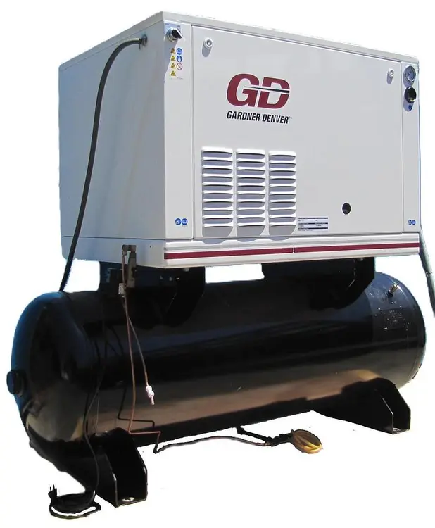 Used GARDNER DENVER HER7F-8 Tank Mounted Air Compressors California US | Bay Line Tool #1316245