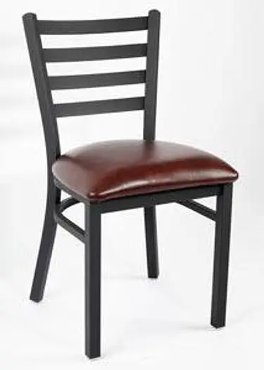 LADDER BACK METAL CHAIR - UPHOLSTERED SEAT -  4 COLORS AVAILABLE