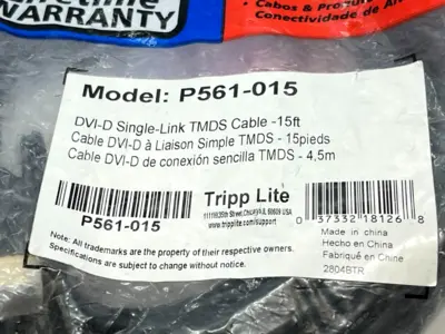 P561-015 | Tripp Lite  DVI-D Single-Link TMDS Cable 15ft - New