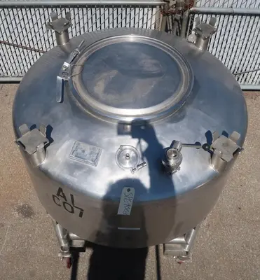 SPC9003  Tank 200 gallon vertical tank, Stainless Steel, conical on casters