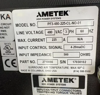 AMETEK PF3-480-225-CL-NO-01 Electrical/PLC/Automation | ESS Industrial Equipment Sales (9)