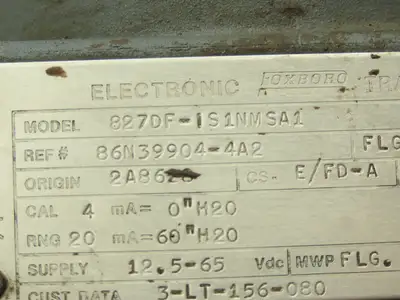 Foxboro 827DF-IS1NMSA1 Electronic Pressure Transmitter 12.5-65VDC 	3" Flange