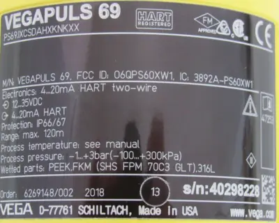 NEW VEGA VEGAPULS69 RADAR SENSOR PS69.IXCSDAHXKNKXX
