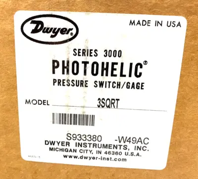 New | in-Stock Dwyer Series 3000 Photohelic Pressure Switch/Gage Pressure Switches Michigan US | Maverick Industrial Sales #1398606