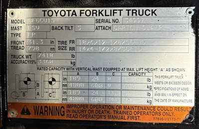 USED 2016 TOYOTA 8FGCU15