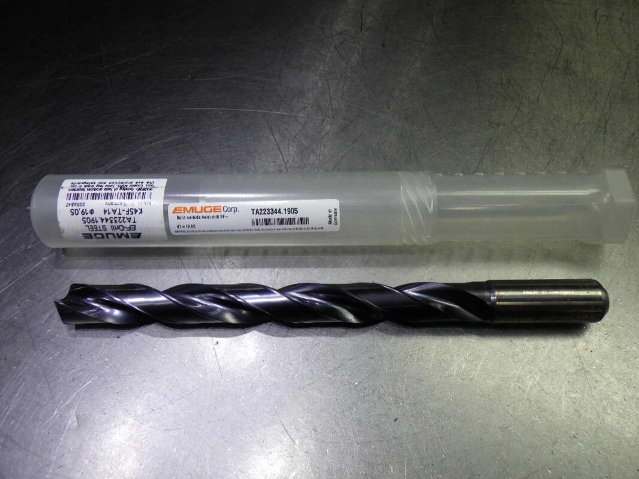 Emuge 3/4" Coolant Thru 8xD Carbide Drill 20mm Shank TA223344.1905 (LOC1259A)