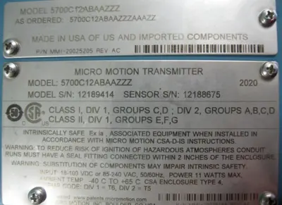 USED Micro Motion 5700 C12 ABAAZZZ AAAZZ
