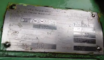 Westfalia OSA 7-02-066 oil purifier, SS.