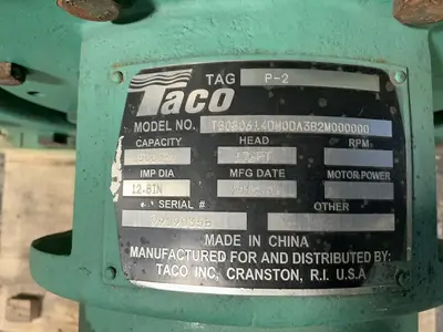 Used 2019 TACO INC TS080614DM0DA3B2M000000 Pumps Ohio US | HGR 24 #1764684