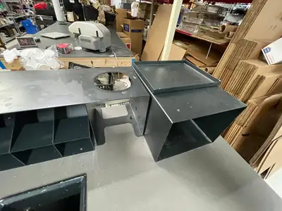 Used Falcon Restaurant Supply Used 3 Door Condiment Drink Station Cabinet Wooden Laminate - SB Underbar Equipment Illinois US | Falcon Restaurant Supply #1376304