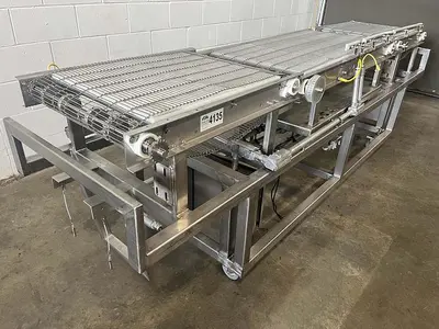 Three-Section Wire Mesh Conveyor with Rails