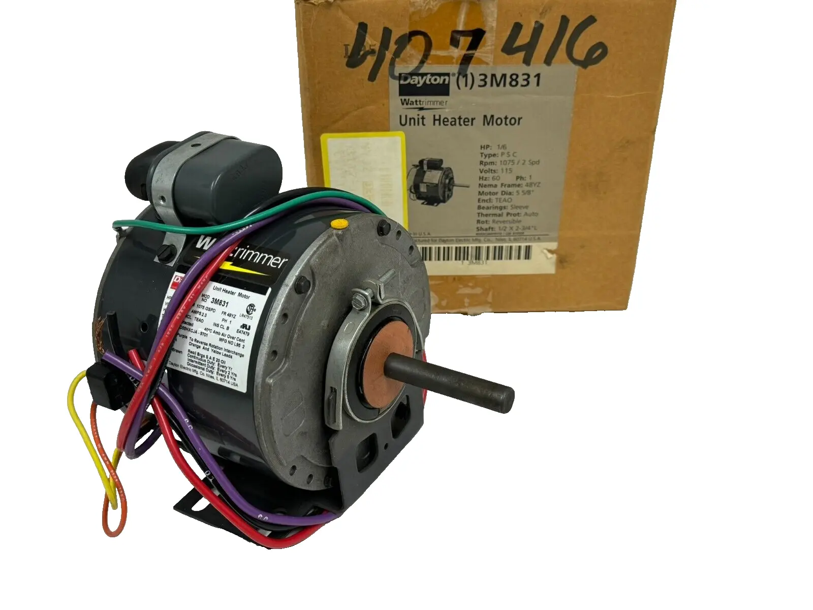 NEW DAYTON 3M831 UNIT HEATER MOTOR 1/6HP 115V 60HZ