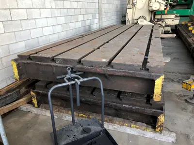 77" X 226" X 13-3/4" HIGH T-SLOTTED FLOOR LAYOUT PLATE. STOCK # 2200919
