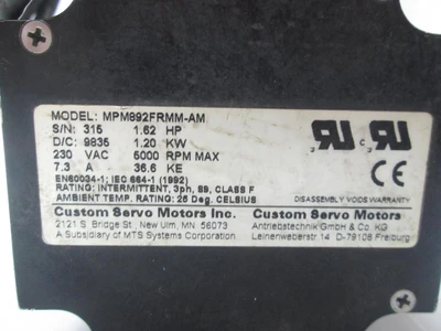 Used CUSTOM SERVO MOTORS _UNKNOWN_ Servo Motors | OCO Industrial #1593623