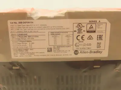 Allen Bradley 25B-D6P0N104 Powerflex 525 3HP VFD AC Drive 480V 50/60Hz FRN 5.001