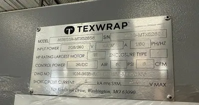 36" TEXWRAP MODEL 3618ISSR SIDE SEAL AND STE-1348OCS HEAT TUNNEL SYSTEM 2021